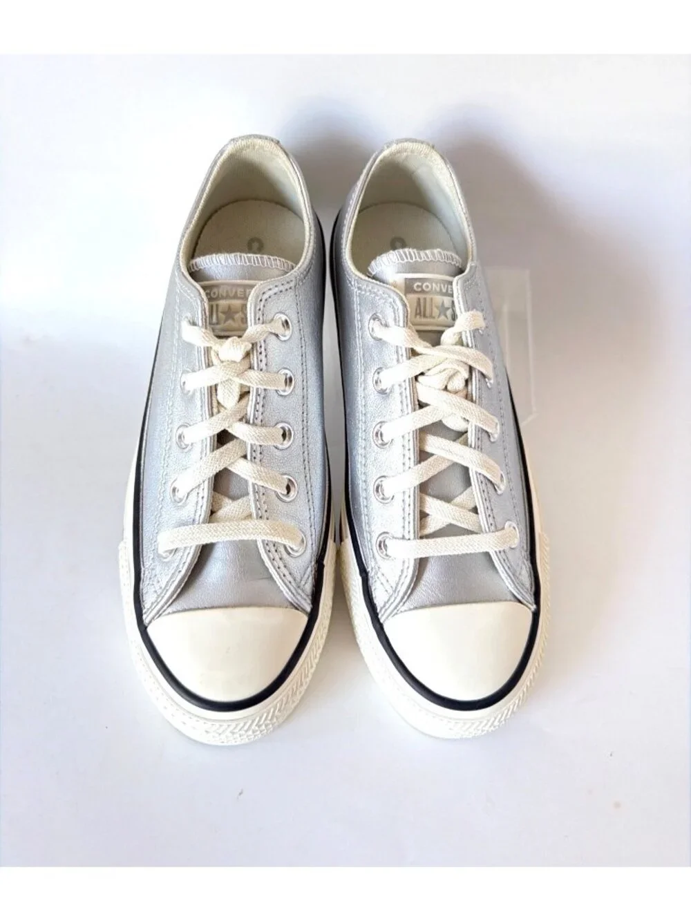 Converse All Star Womens Silver Low-Top Sneakers Size 6 - Picture 2 of 9